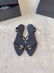 YSL Tanger Crepe Satin Flat Sandals - 1