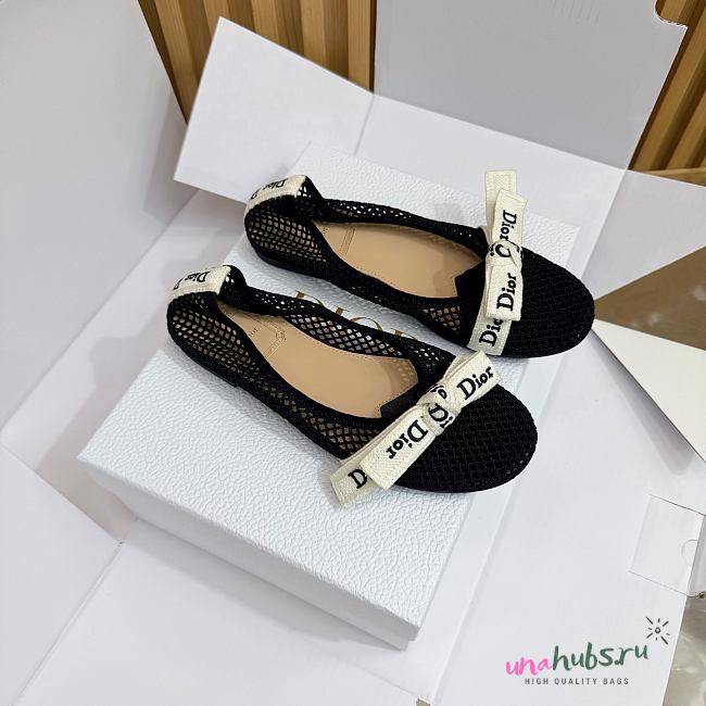 Dior J'Adior Ballet Flat Black Mesh - 1