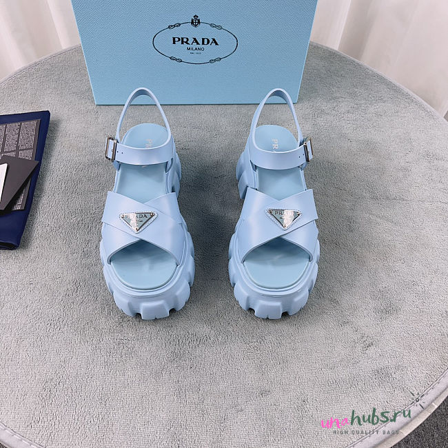 Prada Monolith rubber sandals blue - 1