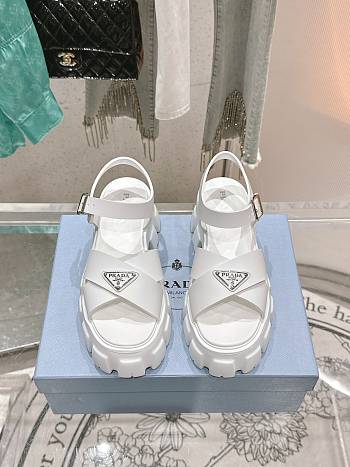 Prada Monolith rubber sandals white