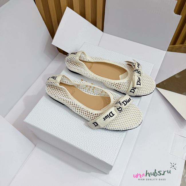Dior J'Adior Ballet Flat White Mesh - 1