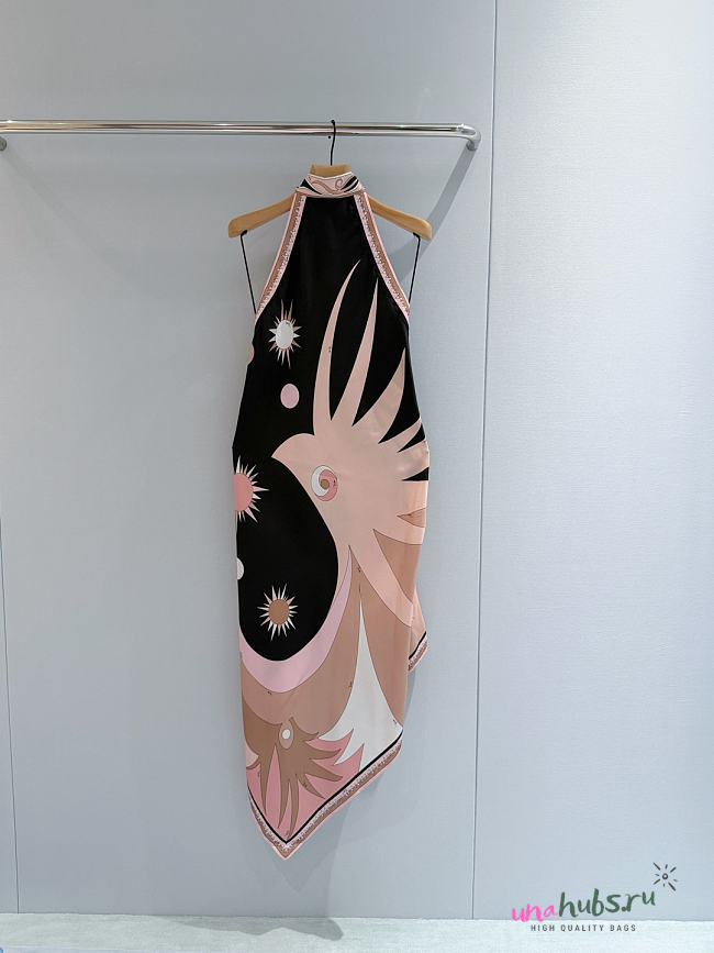 Pucci Natural Silk-Twill Halterneck Midi Dress - 1