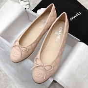 Chanel Interlocking CC Logo Pink Calfskin Leather Flats - 1