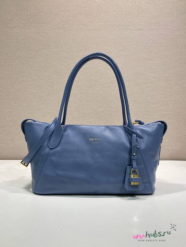 Prada Ouvert large leather tote bag blue 32x18.5x13cm - 1
