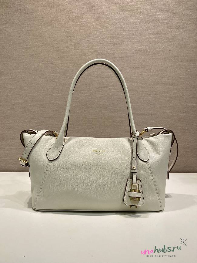 Prada Ouvert large leather tote bag white 32x18.5x13cm - 1