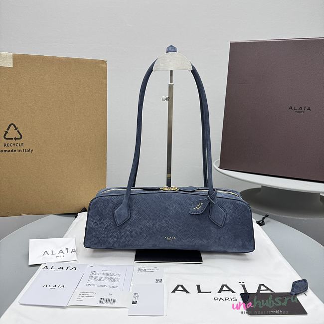 Alaïa Le Teckel Medium Bag In Nubuck blue 32x13x10cm - 1