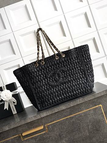 Chanel Shopping Bag Raffia Effect Weaving 35x29x15cm