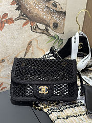 Chanel Small Coco Beach Macrame Flap Bag Black 21x14x6cm - 1