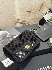 Chanel Small Coco Beach Macrame Flap Bag Black 21x14x6cm - 5