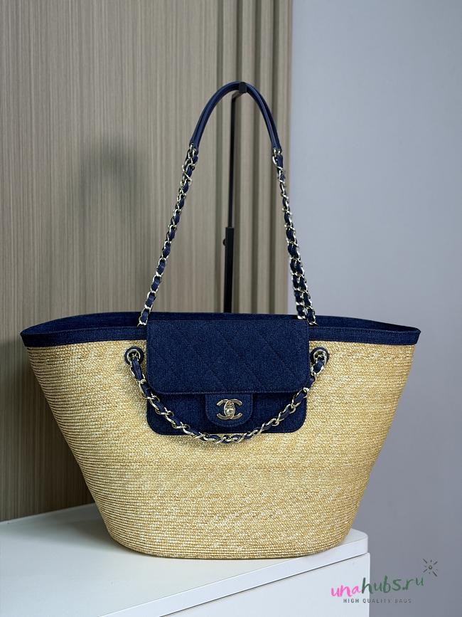 Chanel Raffia Denim tote Bag 54x18x26cm - 1