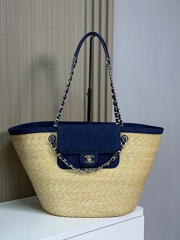 Chanel Raffia Denim tote Bag 54x18x26cm