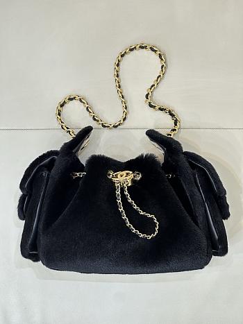 Chanel 25 Mini Handbag Pony Hair Black 22x20x12.5cm
