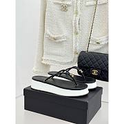 Chanel Black Mini CC Logo Platform Thong Slide Sandals - 1