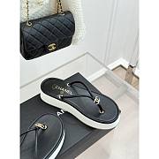 Chanel Black Mini CC Logo Platform Thong Slide Sandals - 3