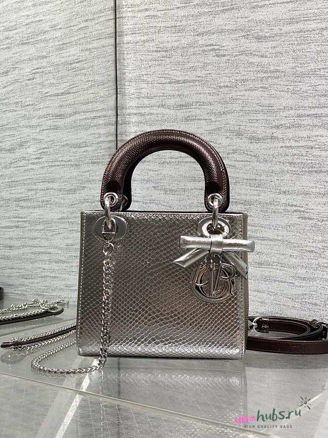 Dior Mini Lady Bag Silver Bow 17cm - 1