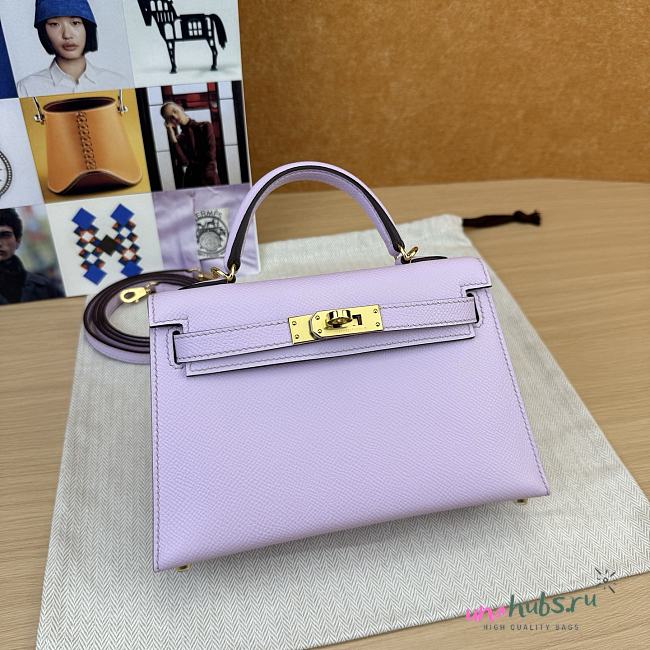 Hermes Mini Kelly light Purple Epsom Gold  - 1
