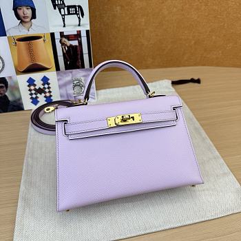 Hermes Mini Kelly light Purple Epsom Gold 