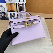 Hermes Mini Kelly light Purple Epsom Gold  - 4