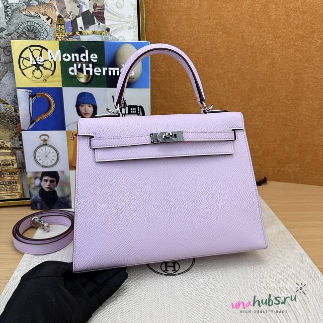 Hermes Kelly 25 Bag Light Purple Silver Epsom  - 1