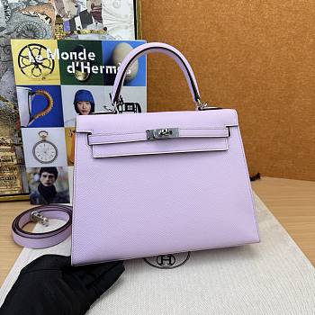 Hermes Kelly 25 Bag Light Purple Silver Epsom 