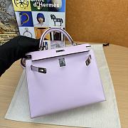 Hermes Kelly 25 Bag Light Purple Silver Epsom  - 2