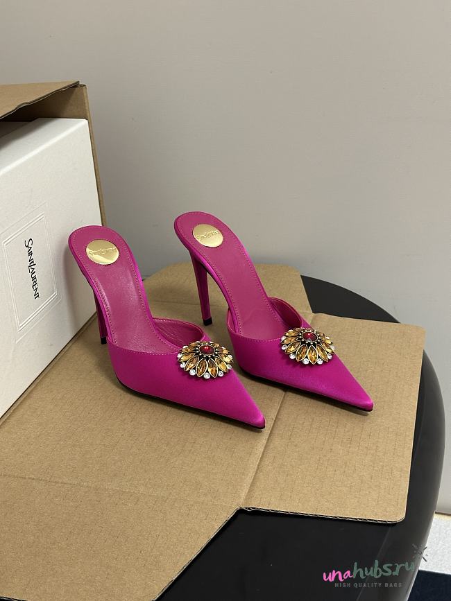 YSL Cosmo mules in satin crepe and crystals 9.5cm - 1