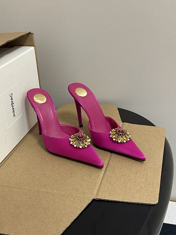 YSL Cosmo mules in satin crepe and crystals 9.5cm