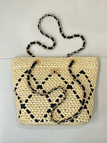Chanel Raffia Braided Grosgrain Ribbon Small 32x23x14cm