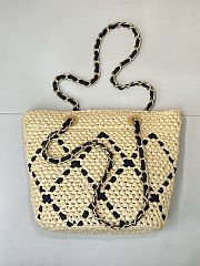 Chanel Raffia Braided Grosgrain Ribbon Small 32x23x14cm - 4