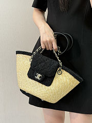 Chanel Shopping Bag Braided Straw Canvas 34x17x12.5cm - 1