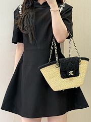 Chanel Shopping Bag Braided Straw Canvas 34x17x12.5cm - 5