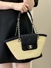 Chanel Shopping Bag Braided Straw Canvas 34x17x12.5cm - 4