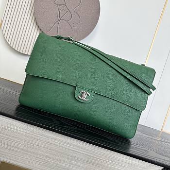Chanel 26S Flap Bag MAXI Silver Green 39cm