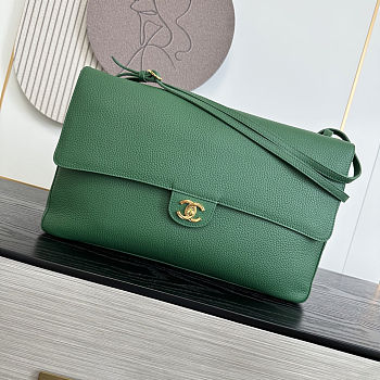 Chanel 26S Flap Bag MAXI Gold Green 39cm
