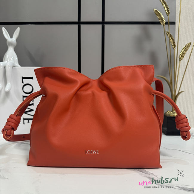 Loewe medium orange leather flamenco clutch bag 30x24.5x10cm - 1