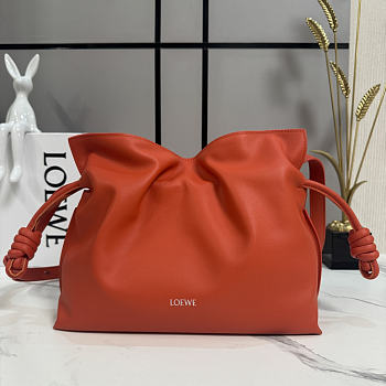 Loewe medium orange leather flamenco clutch bag 30x24.5x10cm