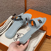 Hermes Oran Glacier Blue Slides - 2