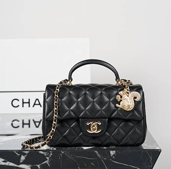 Chanel Handle Bag Black Caviar 20x13x9cm
