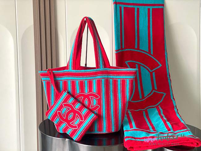 Chanel Coco Beach CC Striped Beach Tote Bag & Towel  - 1