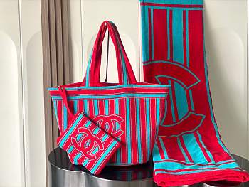 Chanel Coco Beach CC Striped Beach Tote Bag & Towel 
