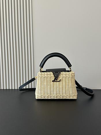 Louis Vuitton Mini Capucines Raffia Black 21cm