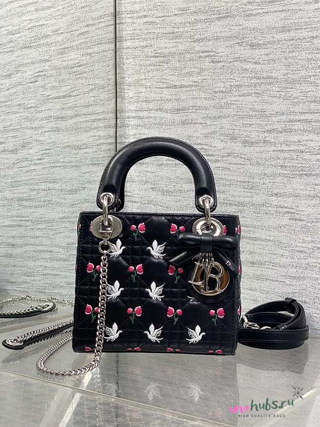 Dior Dioramour Mini Lady Bag with Chain black 17cm - 1