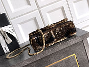 Chanel Small Sequin Flap Bag Black & Gold 20cm - 4