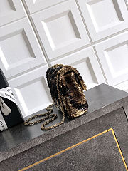 Chanel Small Sequin Flap Bag Black & Gold 20cm - 3
