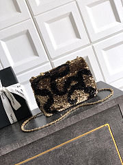 Chanel Small Sequin Flap Bag Black & Gold 20cm - 2