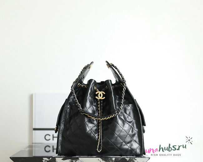 Chanel Medium 25 Handbag Lambskin Black 40x30x15cm - 1