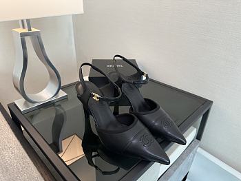 Chanel Slingback Full Black Heel 8.5cm