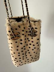 Chanel Pony Hair Cheetah Chain Bucket Bag 19x11x11cm - 2