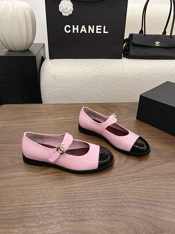 Chanel Calfskin Patent Mary Janes Flats Pink