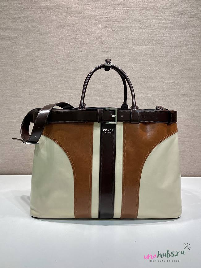 Prada Buckle antiqued leather bag with belt 48x34x18cm - 1